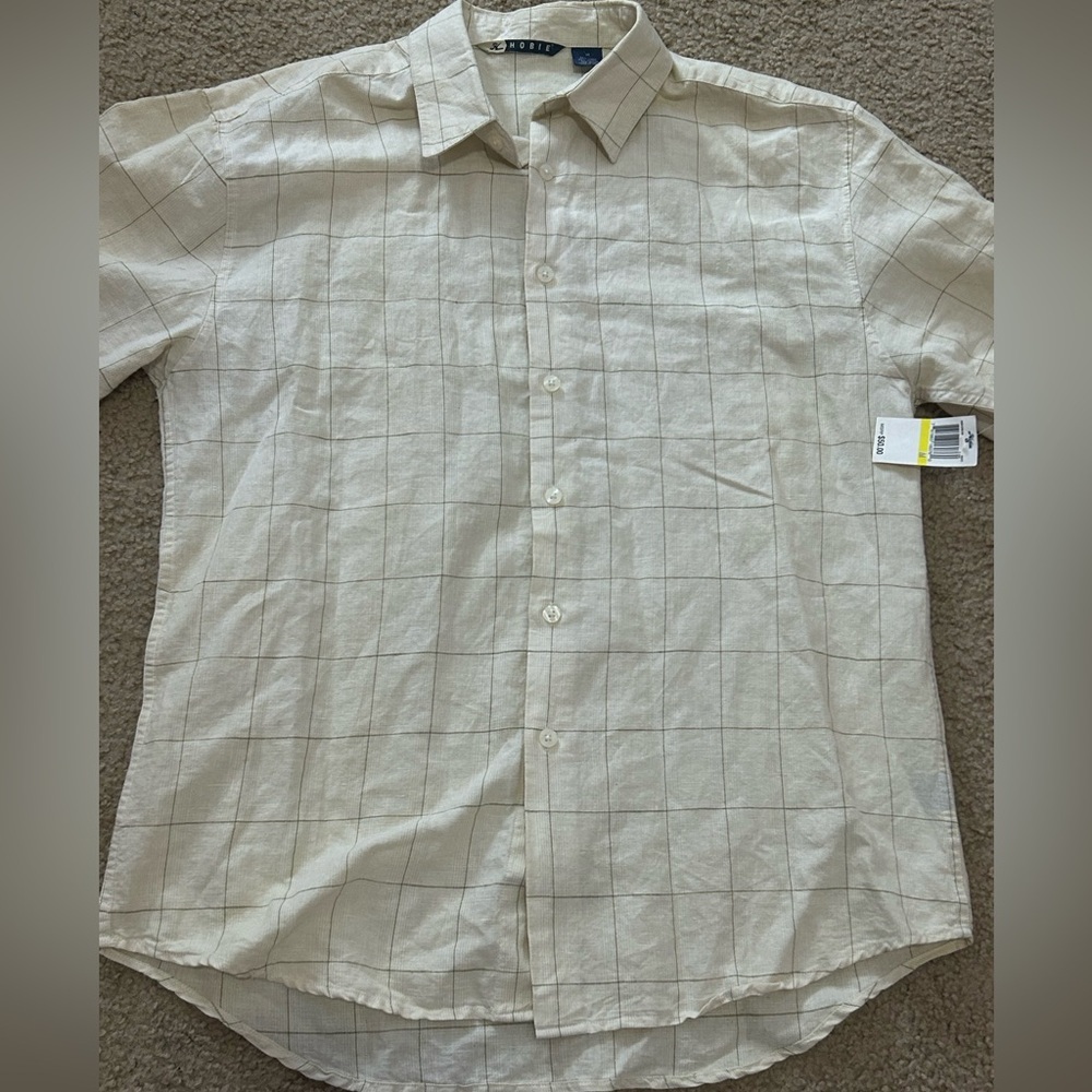 Hobie Men’s Medium Cotton Linen Blend Button Shirt NWT